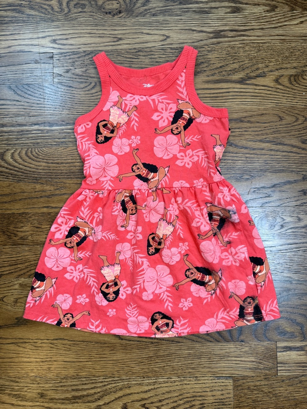 Disney Princess Girls Moana Coral Tropical  Floral Tank Dress Size 4-5